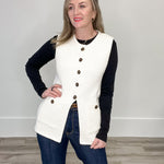Sweater Button Down Vest - Cream-vest- Hometown Style HTS, women's in store and online boutique located in Ingersoll, Ontario