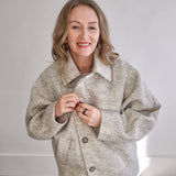 Boucle Jacket - Grey-Coat & Jackets- Hometown Style HTS, women's in store and online boutique located in Ingersoll, Ontario