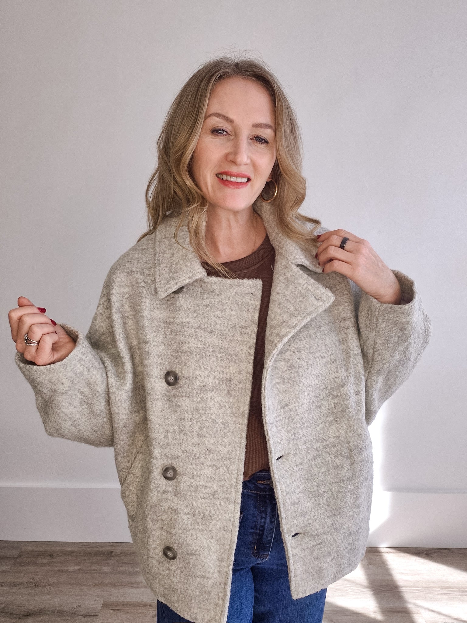 Boucle Jacket - Grey-Coat & Jackets- Hometown Style HTS, women's in store and online boutique located in Ingersoll, Ontario