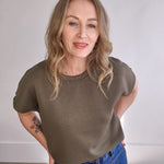 Drop Short Sleeve Top - Olive-Casual Tops- Hometown Style HTS, women's in store and online boutique located in Ingersoll, Ontario