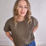 Drop Short Sleeve Top - Olive-Casual Tops- Hometown Style HTS, women's in store and online boutique located in Ingersoll, Ontario