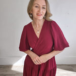 Balloon Sleeve Dress - Wine-Special Occasion Dress- Hometown Style HTS, women's in store and online boutique located in Ingersoll, Ontario