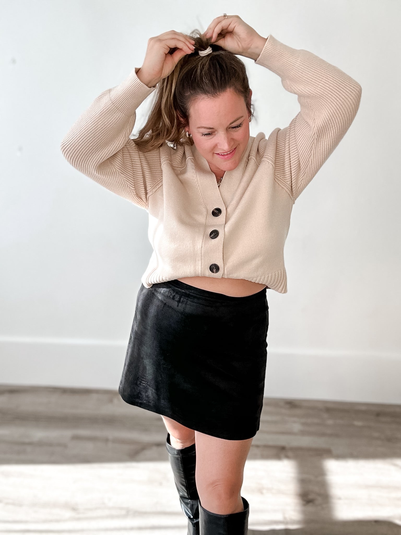 Ciera Suede Mini Skirt - Black-skirt- Hometown Style HTS, women's in store and online boutique located in Ingersoll, Ontario