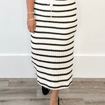 Crochet Knit Midi Skirt - Black & Cream-Skirt- Hometown Style HTS, women's in store and online boutique located in Ingersoll, Ontario