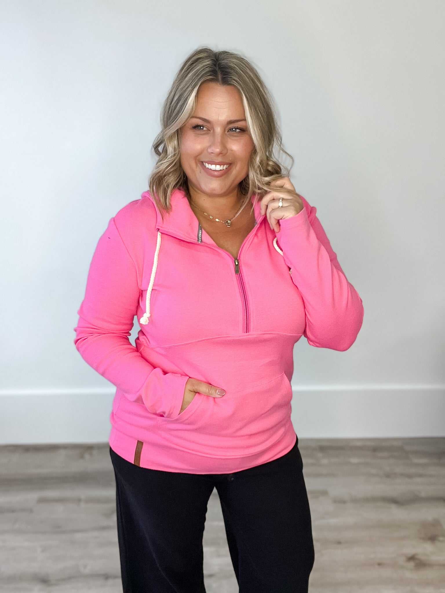 Half Zip Sweatshirt - Midnight Rose-Sweaters and Cardigans- Hometown Style HTS, women's in store and online boutique located in Ingersoll, Ontario