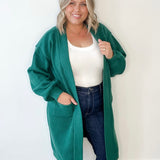 Longline Knit Open Cardigan - Emerald-Sweaters and Cardigans- Hometown Style HTS, women's in store and online boutique located in Ingersoll, Ontario