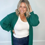 Longline Knit Open Cardigan - Emerald-Sweaters and Cardigans- Hometown Style HTS, women's in store and online boutique located in Ingersoll, Ontario
