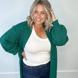 Longline Knit Open Cardigan - Emerald-Sweaters and Cardigans- Hometown Style HTS, women's in store and online boutique located in Ingersoll, Ontario