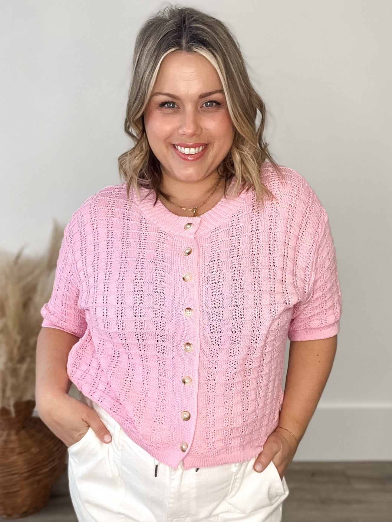 Textured Button-Up Cardigan - Ballet-Sweater- Hometown Style HTS, women's in store and online boutique located in Ingersoll, Ontario