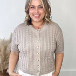 Textured Button-Up Knit - Stone-Sweater- Hometown Style HTS, women's in store and online boutique located in Ingersoll, Ontario