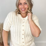 Textured Button-Up Knit - Ivory-Sweater- Hometown Style HTS, women's in store and online boutique located in Ingersoll, Ontario