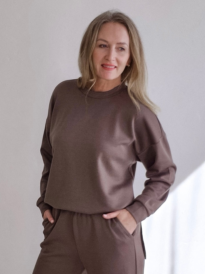 Annika Pullover - Morel-Casual Tops- Hometown Style HTS, women's in store and online boutique located in Ingersoll, Ontario