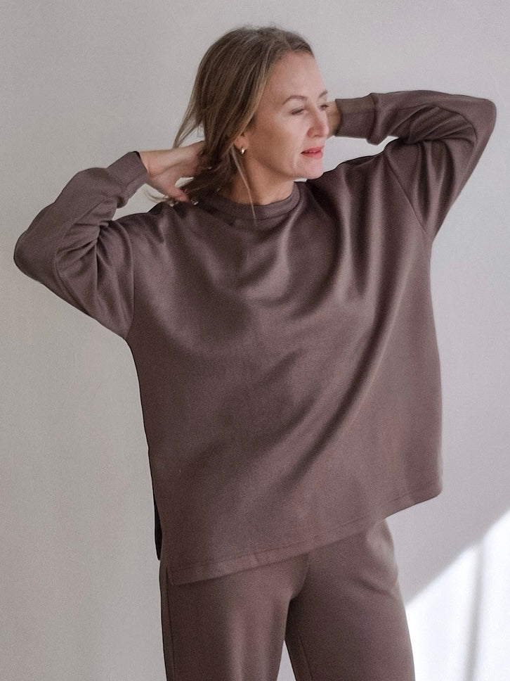 Annika Pullover - Morel-Casual Tops- Hometown Style HTS, women's in store and online boutique located in Ingersoll, Ontario