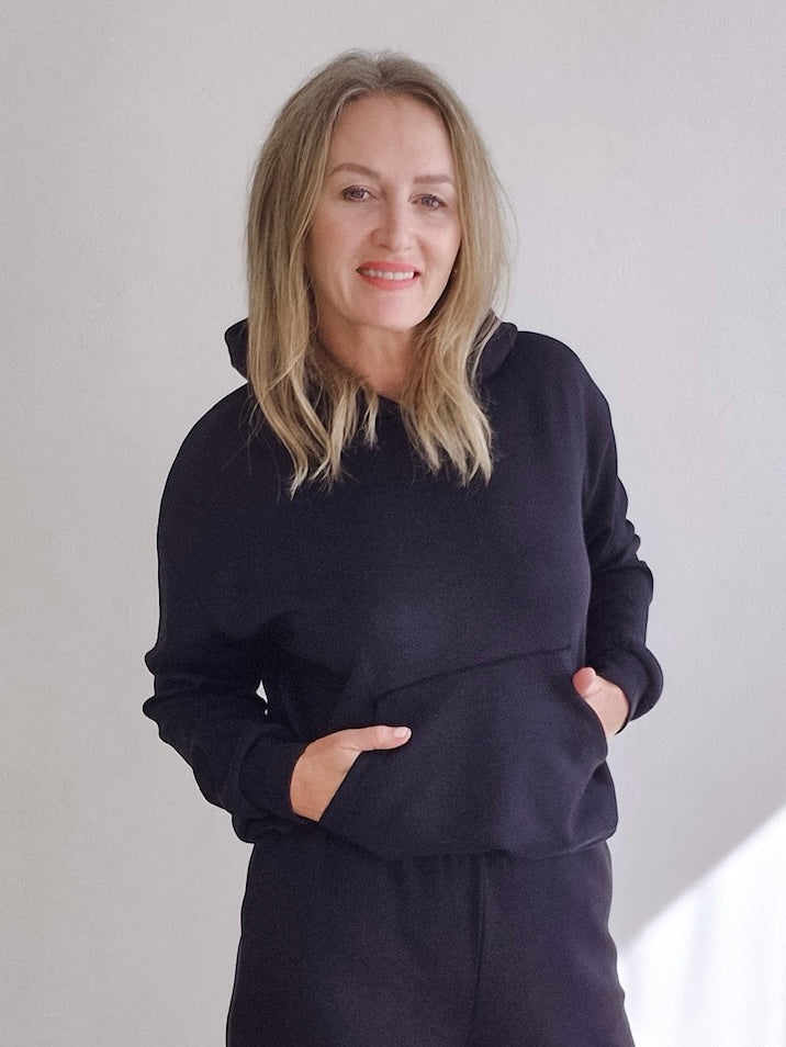 Annika Hooded Sweatshirt - Deep Black-Casual Tops- Hometown Style HTS, women's in store and online boutique located in Ingersoll, Ontario