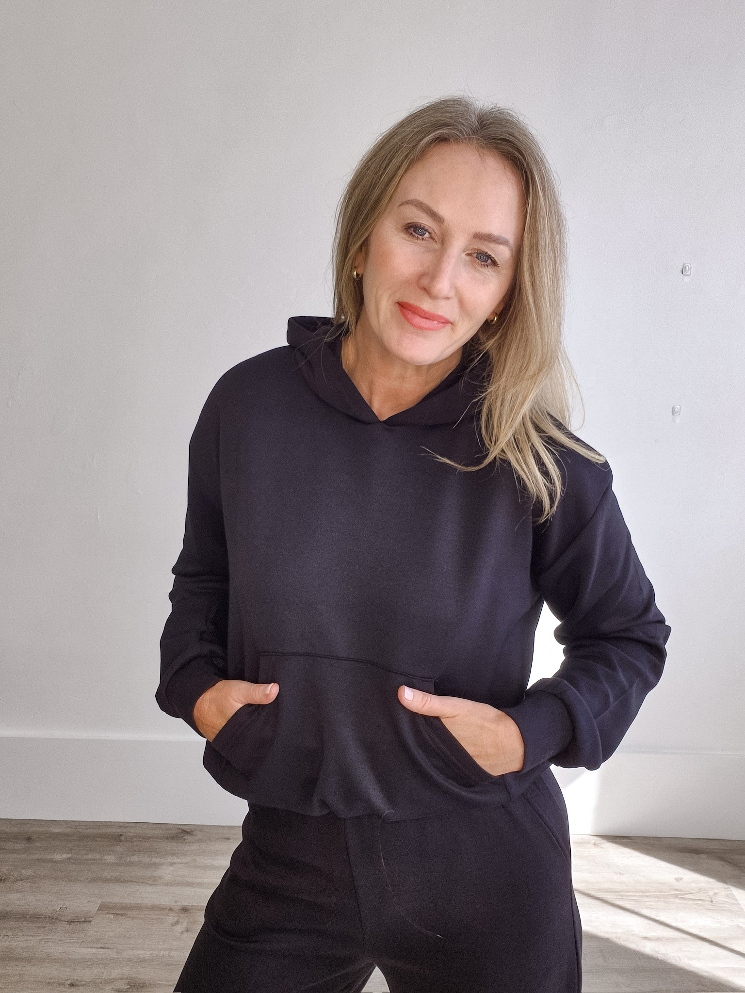 Annika Hooded Sweatshirt - Deep Black-Casual Tops- Hometown Style HTS, women's in store and online boutique located in Ingersoll, Ontario
