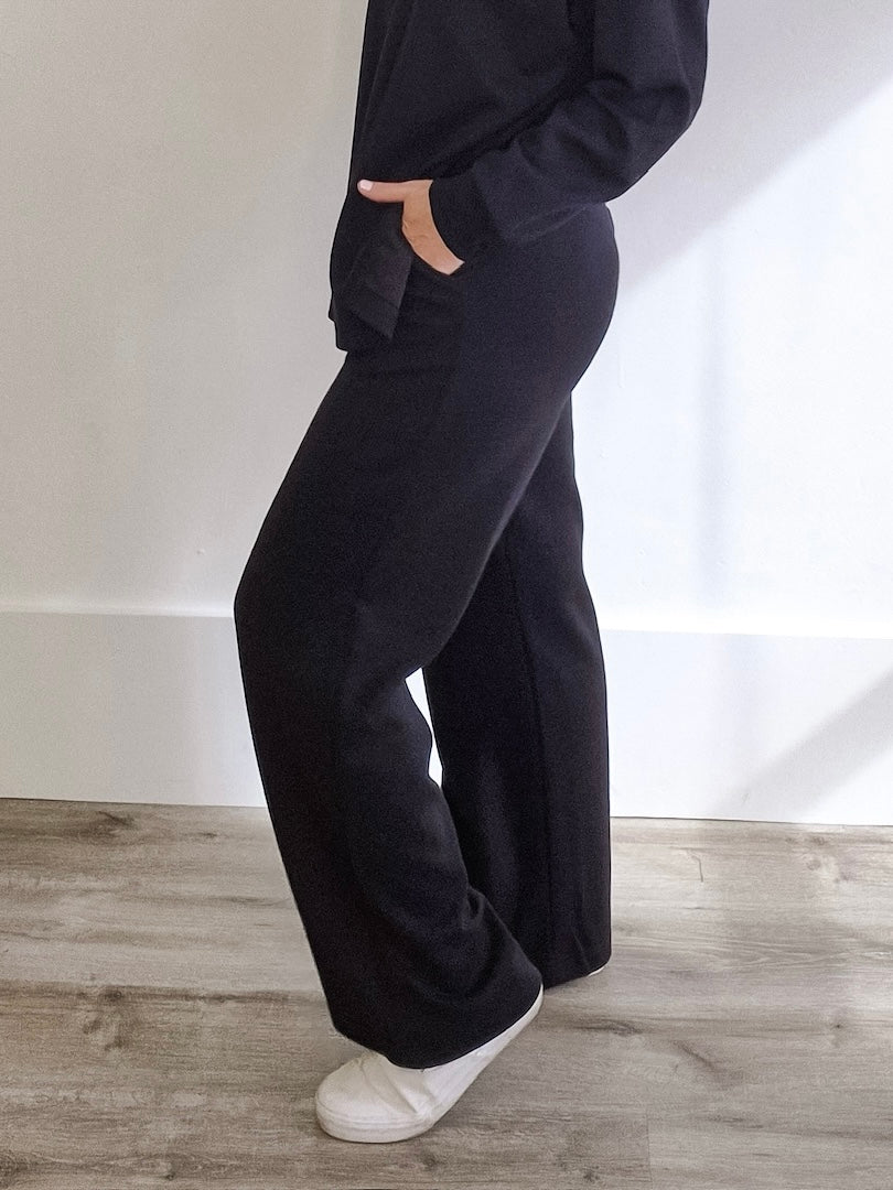 Annika Trousers - Deep Black-Pants- Hometown Style HTS, women's in store and online boutique located in Ingersoll, Ontario