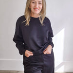 Annika Pullover - Deep Black-Casual Tops- Hometown Style HTS, women's in store and online boutique located in Ingersoll, Ontario