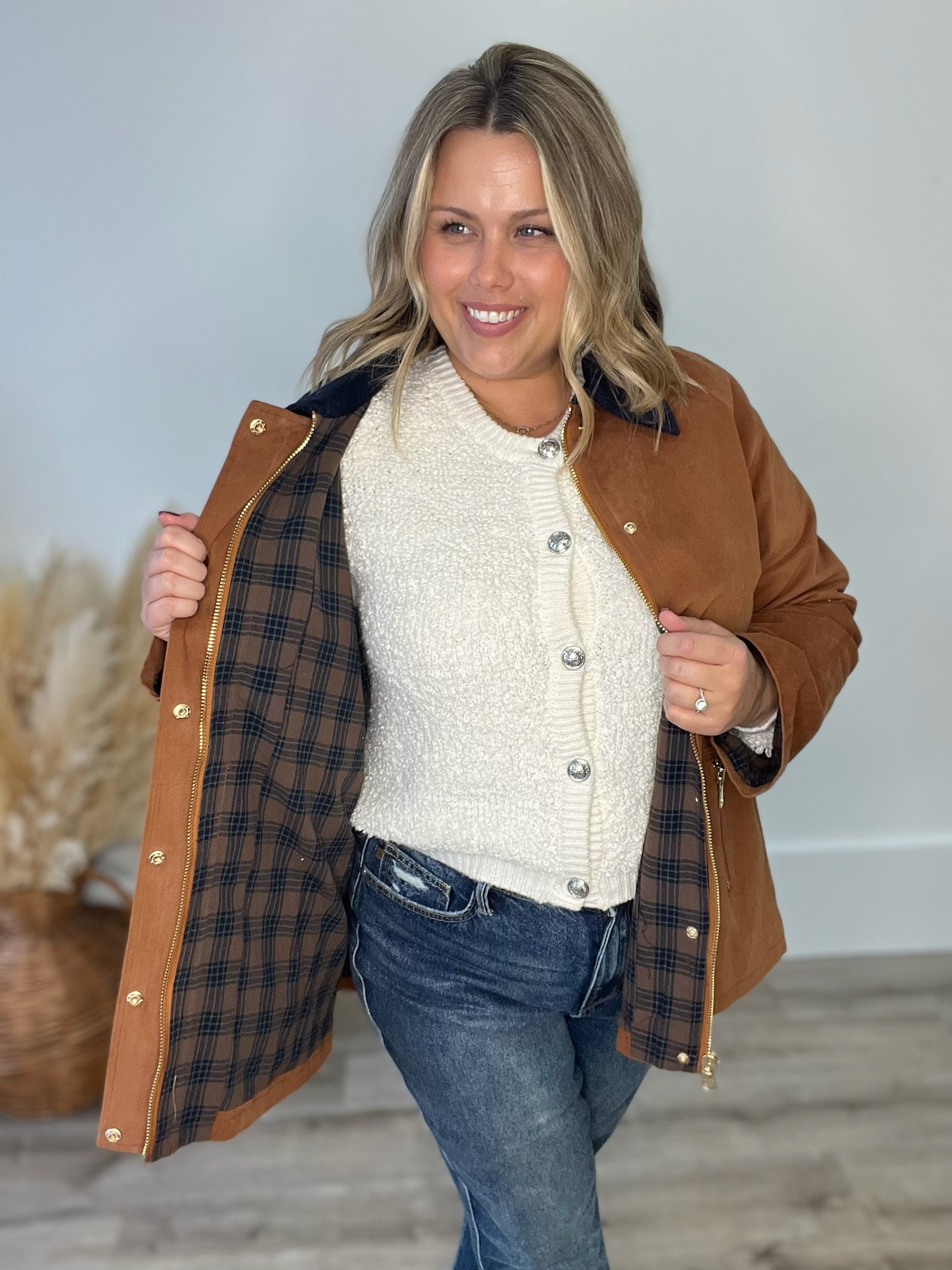 Cotton Chore Jacket - Cognac-Coat & Jackets- Hometown Style HTS, women's in store and online boutique located in Ingersoll, Ontario