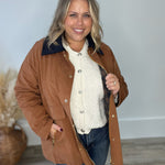 Cotton Chore Jacket - Cognac-Coat & Jackets- Hometown Style HTS, women's in store and online boutique located in Ingersoll, Ontario