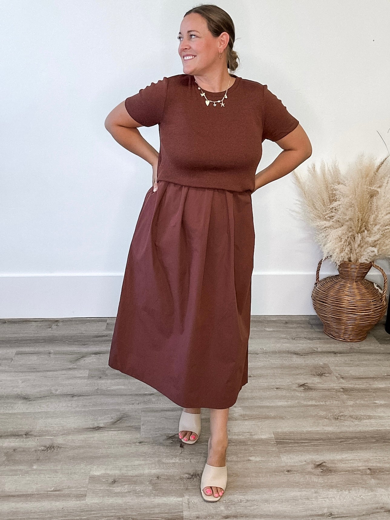 Mixed Media Sweater Midi Dress-dress- Hometown Style HTS, women's in store and online boutique located in Ingersoll, Ontario