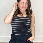 Striped Knit Tank Top - Black-tank- Hometown Style HTS, women's in store and online boutique located in Ingersoll, Ontario