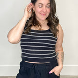 Striped Knit Tank Top - Black-tank- Hometown Style HTS, women's in store and online boutique located in Ingersoll, Ontario