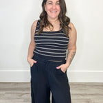 Striped Knit Tank Top - Black-tank- Hometown Style HTS, women's in store and online boutique located in Ingersoll, Ontario