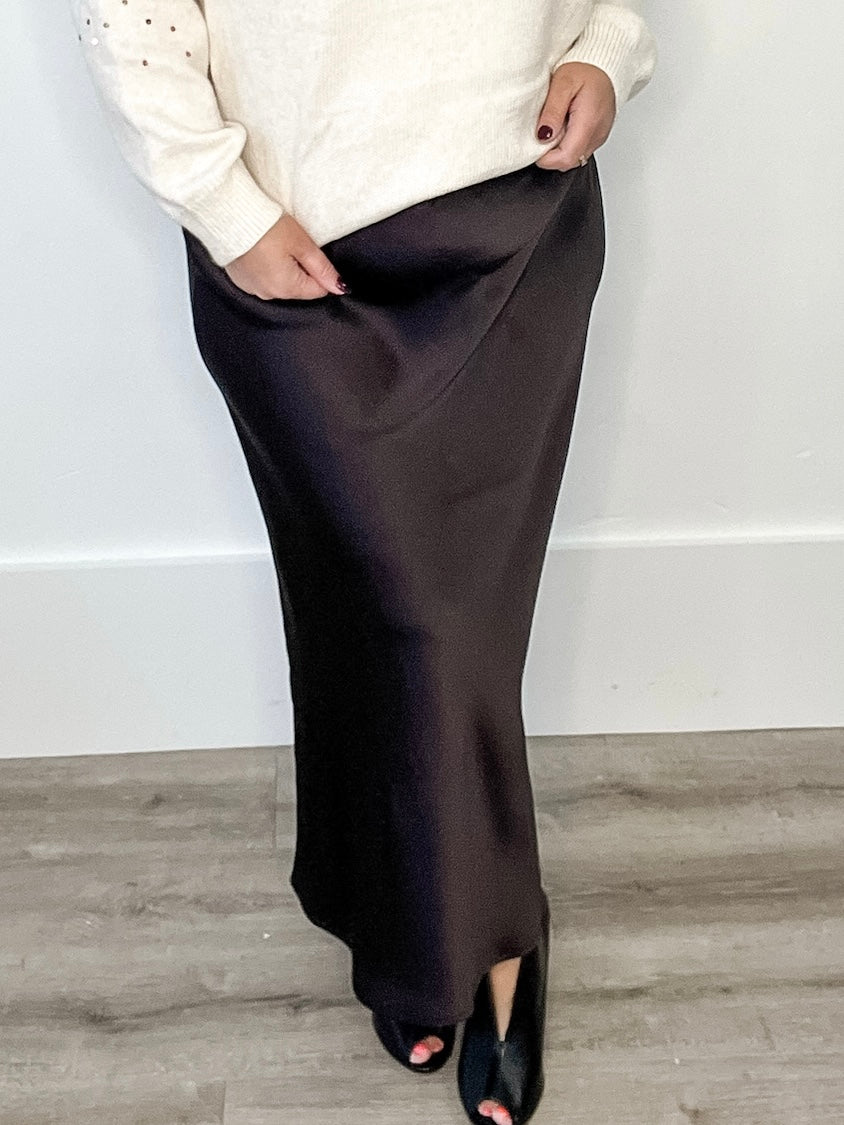 Lotte Skirt - Black Coffee-skirt- Hometown Style HTS, women's in store and online boutique located in Ingersoll, Ontario