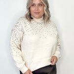 Sequin Embellishment Mock Neck Knitted Sweater-Sweaters and Cardigans- Hometown Style HTS, women's in store and online boutique located in Ingersoll, Ontario