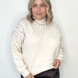 Sequin Embellishment Mock Neck Knitted Sweater-Sweaters and Cardigans- Hometown Style HTS, women's in store and online boutique located in Ingersoll, Ontario