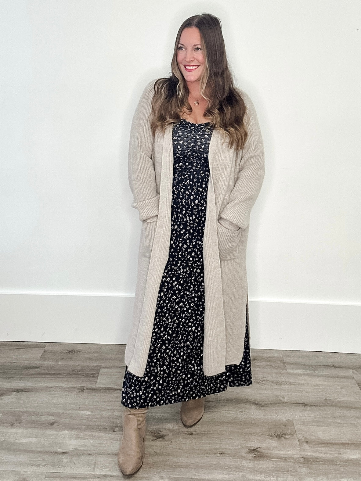 Georgina Ditsy Dress - Black-Casual Dresses- Hometown Style HTS, women's in store and online boutique located in Ingersoll, Ontario