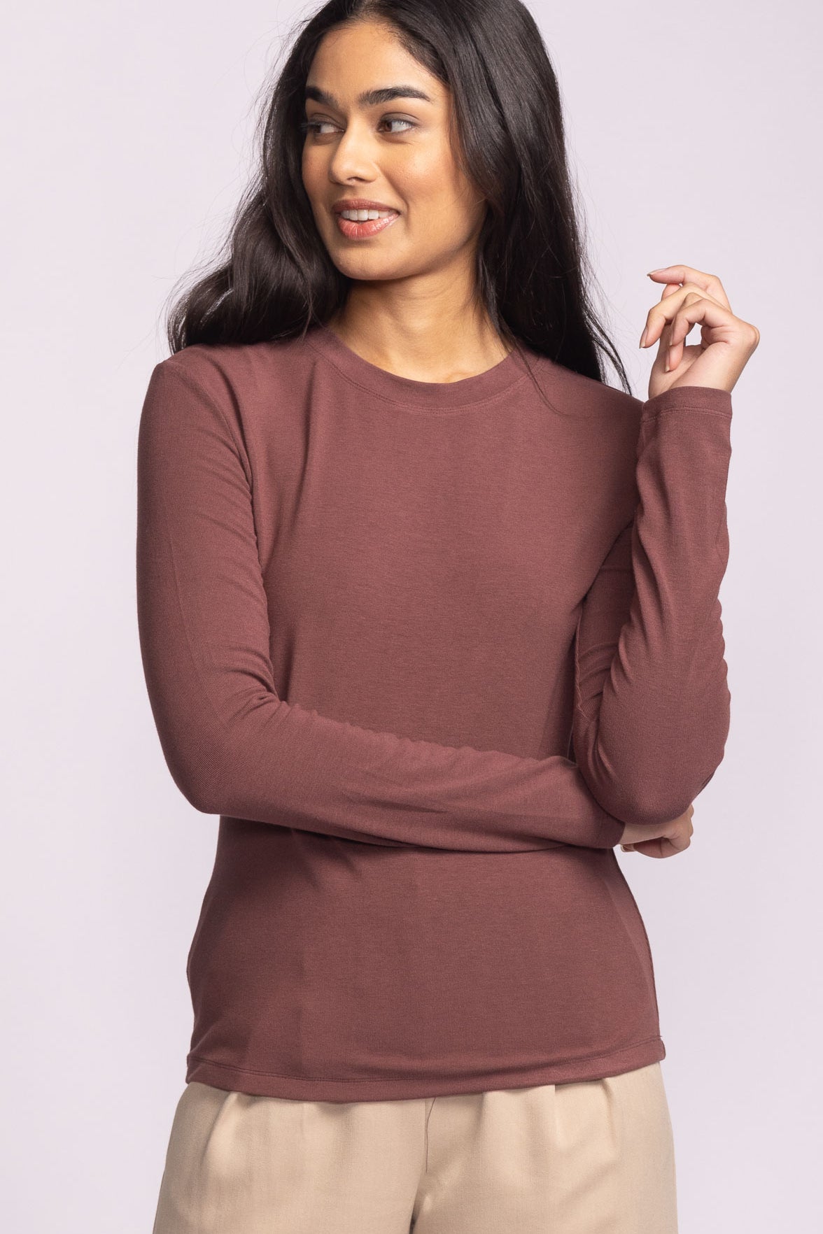 Tellem Top - Brown-long Sleeve- Hometown Style HTS, women's in store and online boutique located in Ingersoll, Ontario