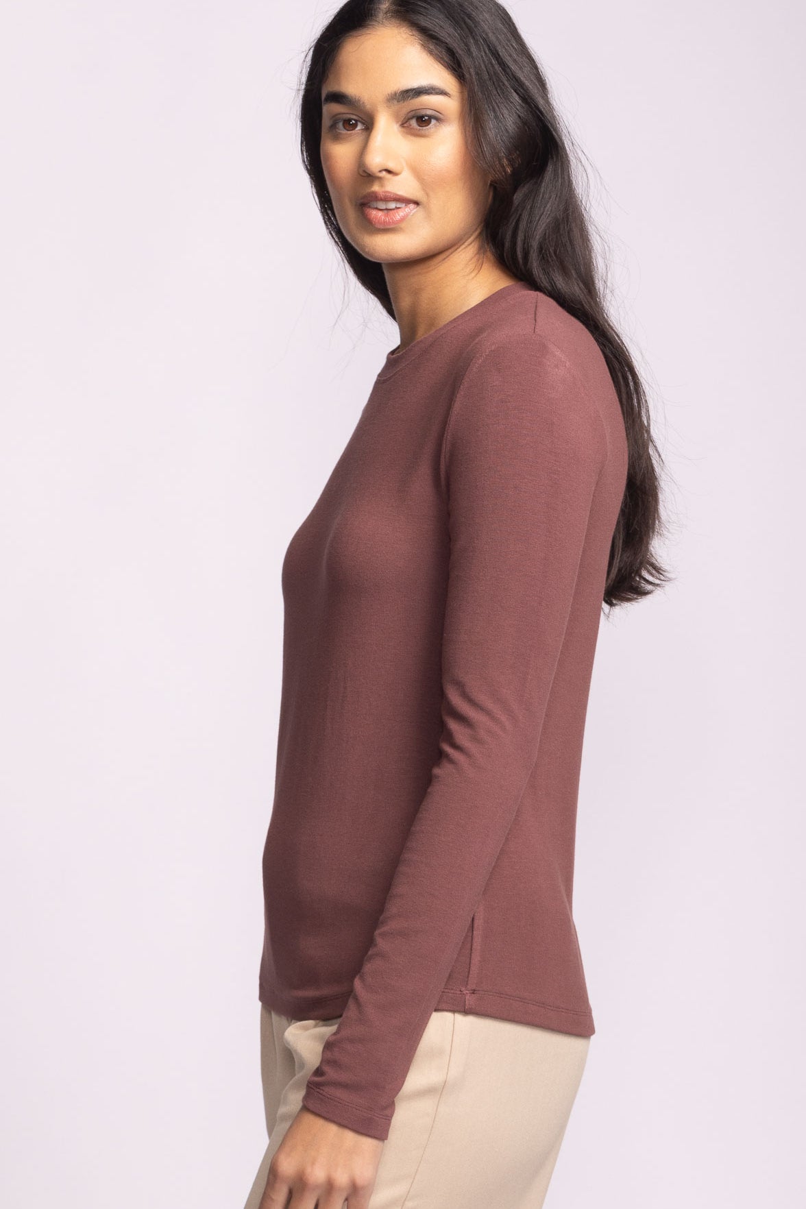 Tellem Top - Brown-long Sleeve- Hometown Style HTS, women's in store and online boutique located in Ingersoll, Ontario