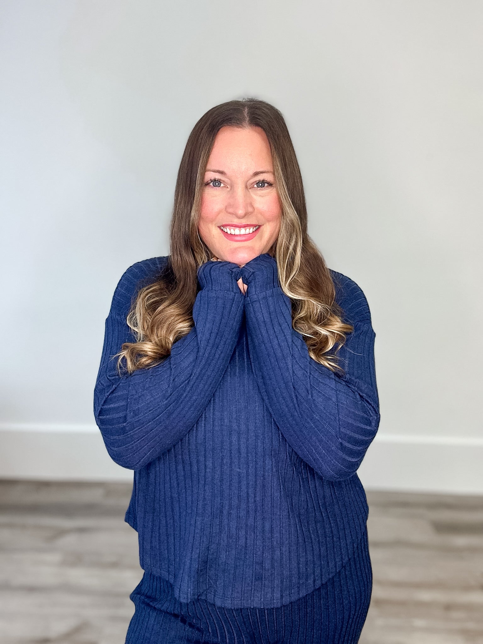 Elfie Rib Long Sleeve Top - Blue Sapphire-Intimates- Hometown Style HTS, women's in store and online boutique located in Ingersoll, Ontario