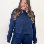 Elfie Rib Long Sleeve Top - Blue Sapphire-Intimates- Hometown Style HTS, women's in store and online boutique located in Ingersoll, Ontario