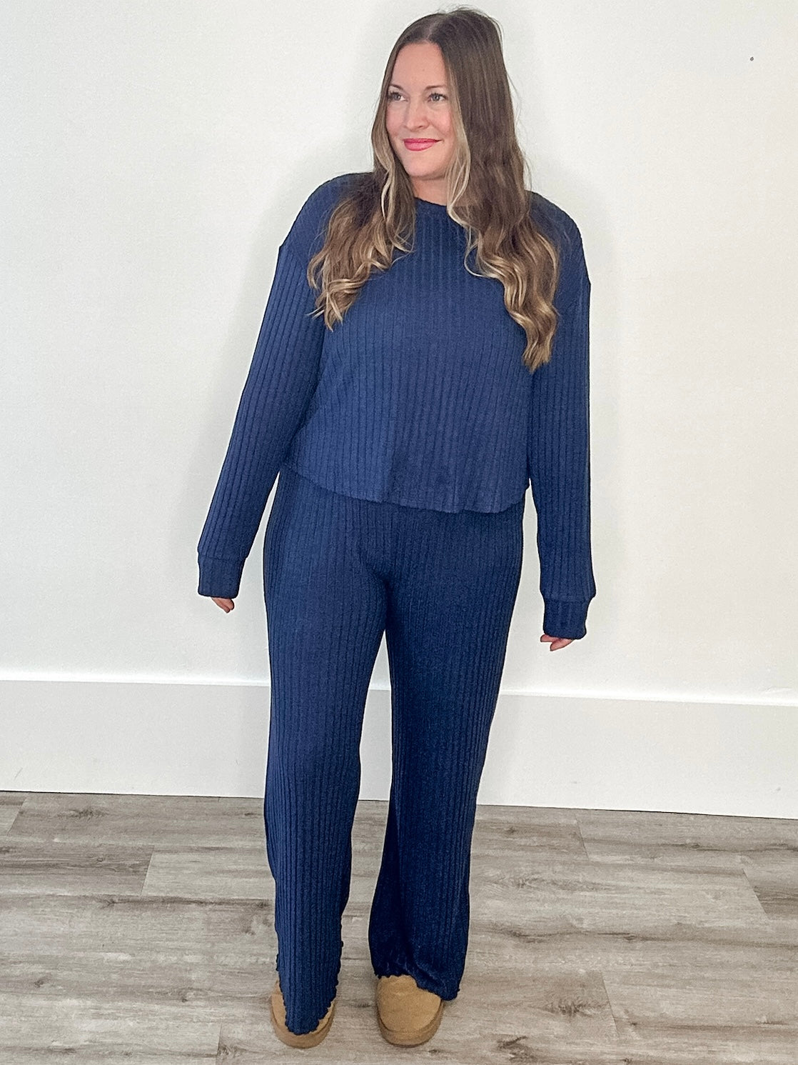 Dawn Smocked Rib Pant - Blue Sapphire-Intimates- Hometown Style HTS, women's in store and online boutique located in Ingersoll, Ontario