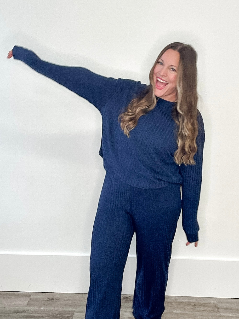 Elfie Rib Long Sleeve Top - Blue Sapphire-Intimates- Hometown Style HTS, women's in store and online boutique located in Ingersoll, Ontario