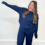 Elfie Rib Long Sleeve Top - Blue Sapphire-Intimates- Hometown Style HTS, women's in store and online boutique located in Ingersoll, Ontario