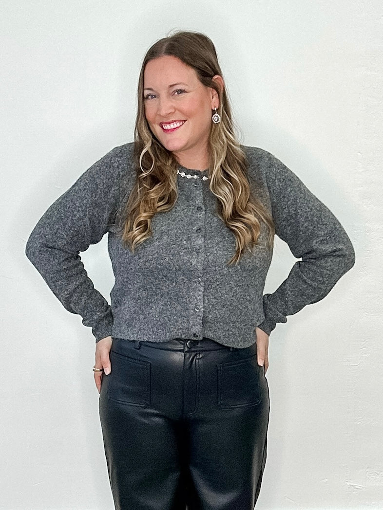 Roxy Cardigan - Grey Melange-cardigan- Hometown Style HTS, women's in store and online boutique located in Ingersoll, Ontario