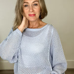 Crochet Dolman Sleeve Sweater - Periwinkle-Sweater- Hometown Style HTS, women's in store and online boutique located in Ingersoll, Ontario