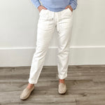 Judy Blue - White Drawstring Jogger-denim- Hometown Style HTS, women's in store and online boutique located in Ingersoll, Ontario