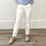 Judy Blue - White Drawstring Jogger-denim- Hometown Style HTS, women's in store and online boutique located in Ingersoll, Ontario