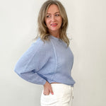 Crochet Dolman Sleeve Sweater - Periwinkle-Sweater- Hometown Style HTS, women's in store and online boutique located in Ingersoll, Ontario
