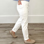 Judy Blue - White Drawstring Jogger-denim- Hometown Style HTS, women's in store and online boutique located in Ingersoll, Ontario