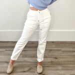 Judy Blue - White Drawstring Jogger-denim- Hometown Style HTS, women's in store and online boutique located in Ingersoll, Ontario