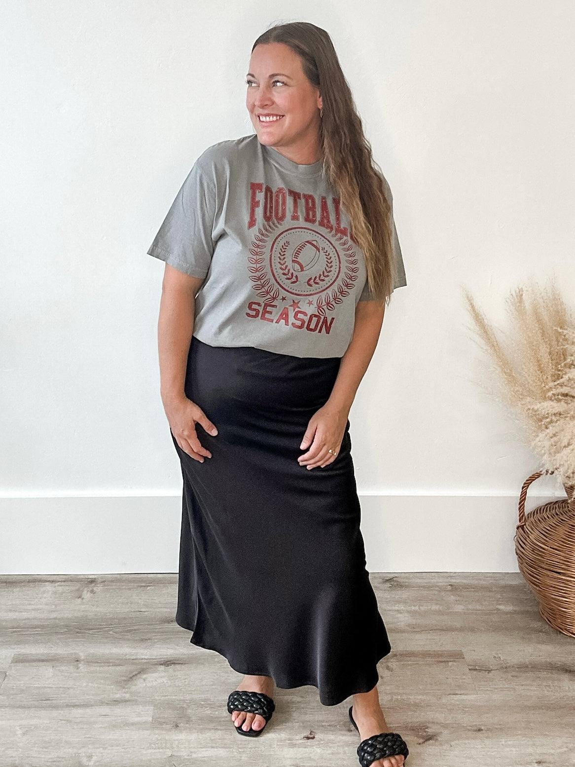 Football Season - Grey-graphic tee- Hometown Style HTS, women's in store and online boutique located in Ingersoll, Ontario