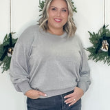 Regina Glitter Knit Pullover - Silver Metallic-Tops- Hometown Style HTS, women's in store and online boutique located in Ingersoll, Ontario