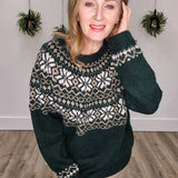 Fair Isle Knit Sweater - Hunter Green-Sweaters and Cardigans- Hometown Style HTS, women's in store and online boutique located in Ingersoll, Ontario