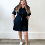 Puff Sleeve Knit Mini Dress - Black-Casual Dresses- Hometown Style HTS, women's in store and online boutique located in Ingersoll, Ontario