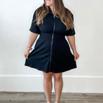 Puff Sleeve Knit Mini Dress - Black-Casual Dresses- Hometown Style HTS, women's in store and online boutique located in Ingersoll, Ontario